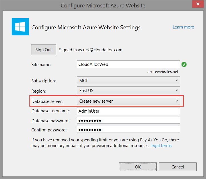 Configure Azure Website