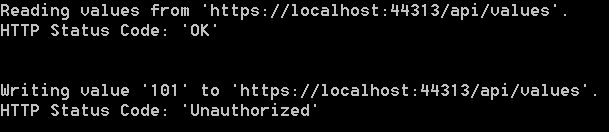 Console output