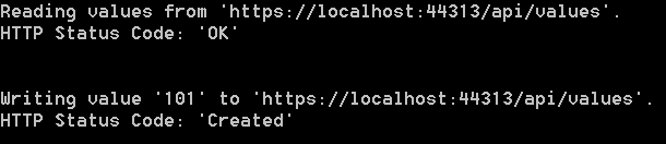 Console output