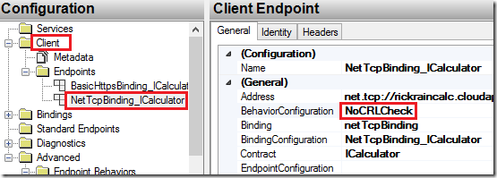 WCF Test Client - Client Credentials - Authentication