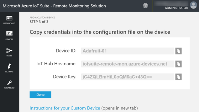 Custom device credentials