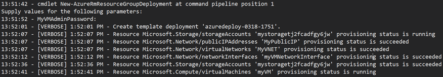 Output for Resource Group Project Deployment